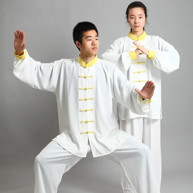 Traditional Chinese Clothing 14 Color Long Sleeved Wushu TaiChi Men KungFu Uniform Suit Uniforms Tai Chi Exercise Clothing