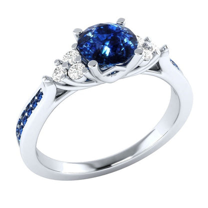 Blue Zircon Crown Ring - 925 Silver Chic Band