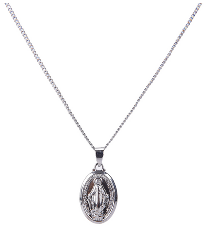 Virgin Mary Silver Cross Necklace